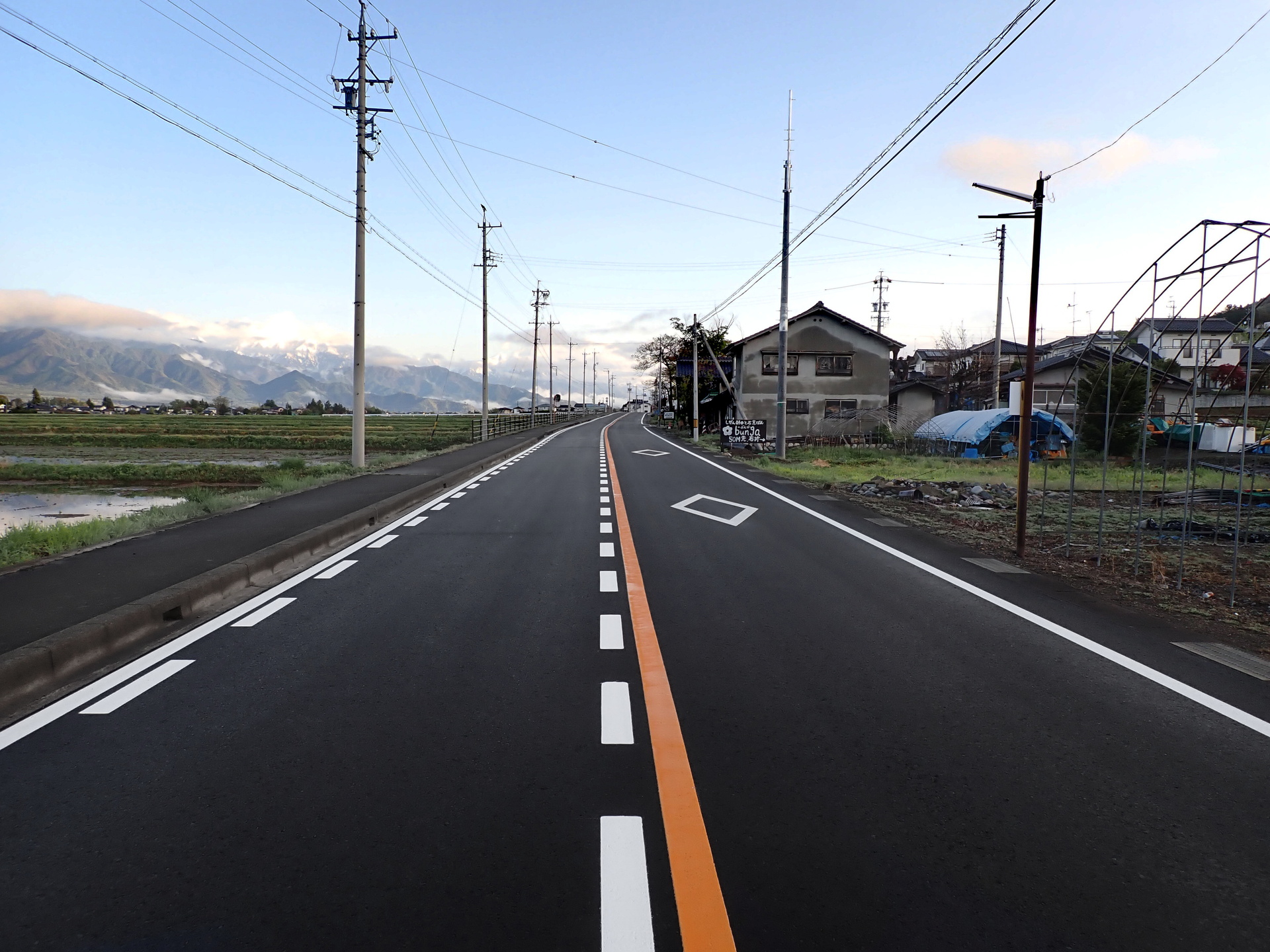 長野県道51号線、池田町中鵜地区舗装修繕完了